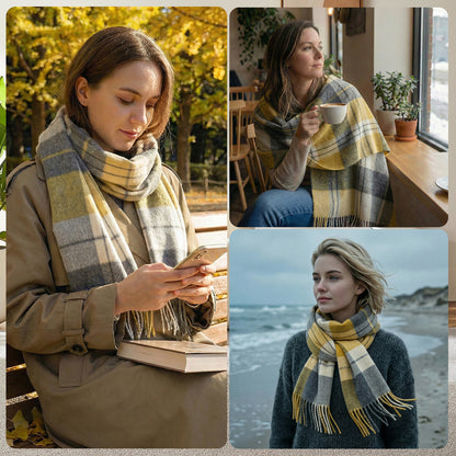 Pure Wool Scarf for Men & Women , Ultra Soft, Lightweight & Warm Luxurious Warm Cashmere Feel Travel Gift