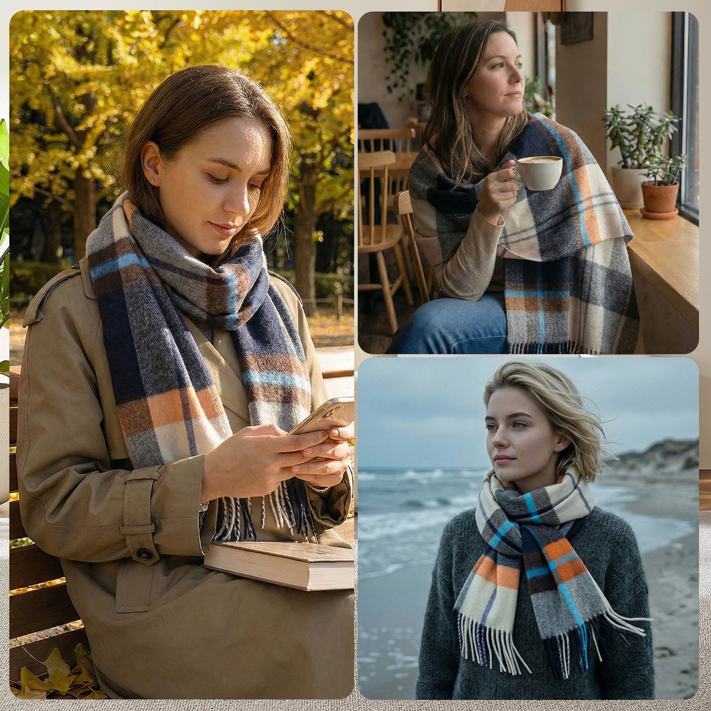 Pure Wool Scarf for Men & Women , Ultra Soft, Lightweight & Warm Luxurious Warm Cashmere Feel Travel Gift