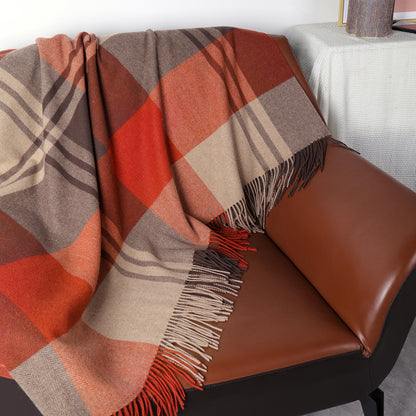 Pure Wool  Throw Blanket For Sofa,Bed&Car, Large 55x83 inches, Classic Design With Storage bag