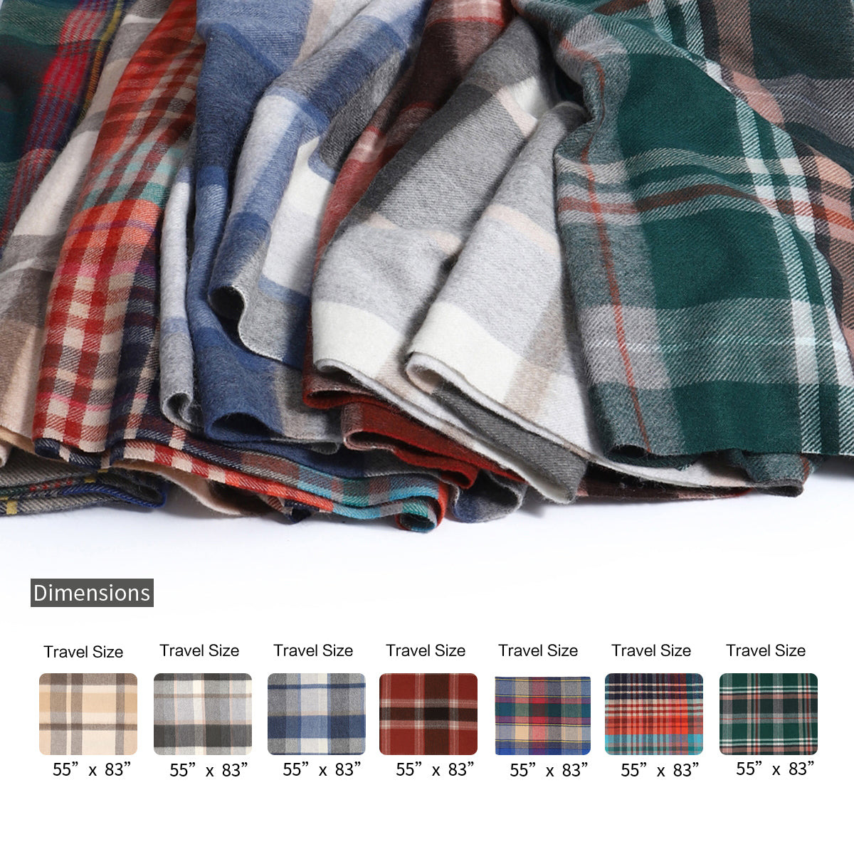 4666-02 Pure Wool  Throw Blanket For Sofa,Bed&Car, Large 55x83 inches, 1.5 lbs,Classic Design With Storage bag