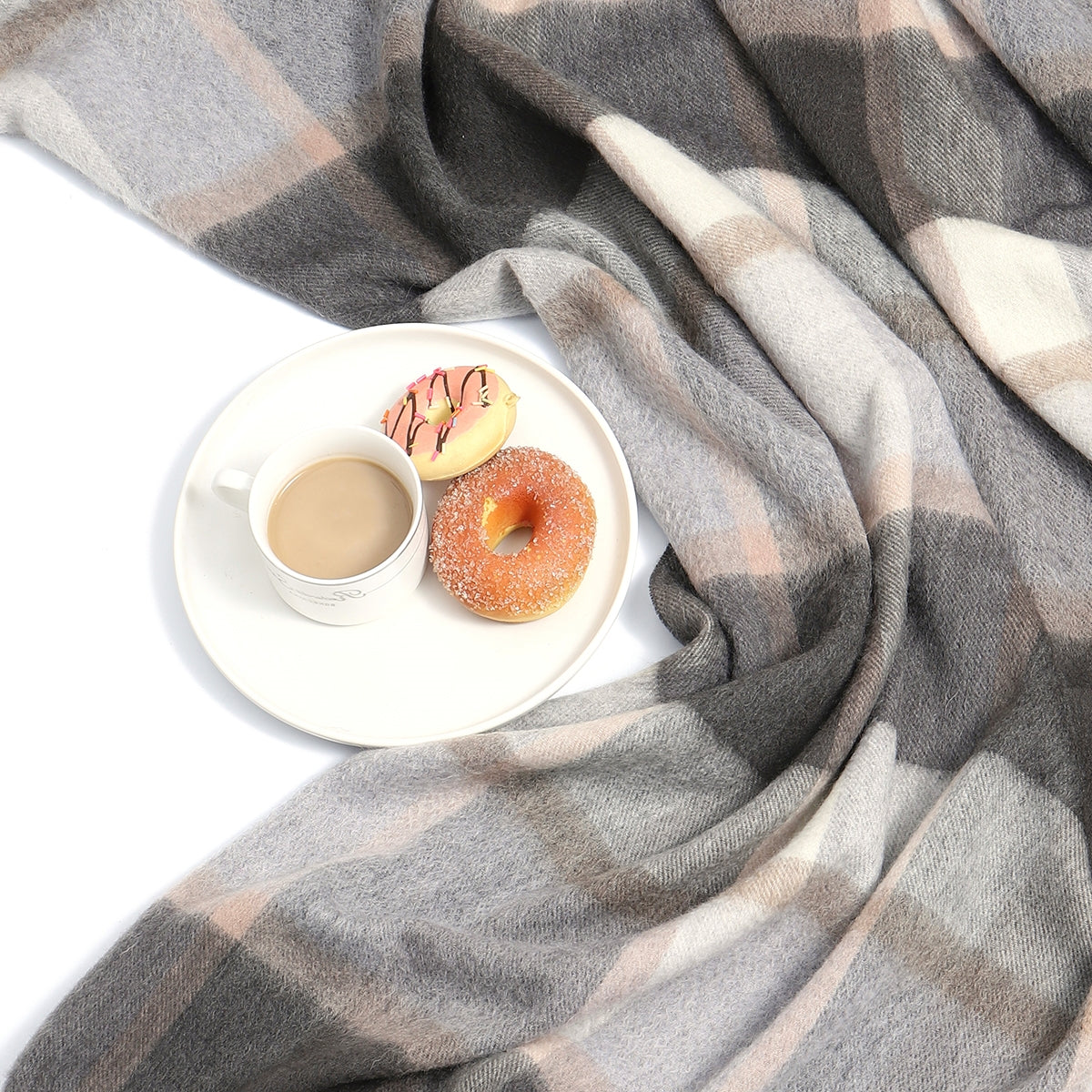 Pure Wool  Throw Blanket For Sofa,Bed&Car, Large 55x83 inches, Classic Design With Storage bag