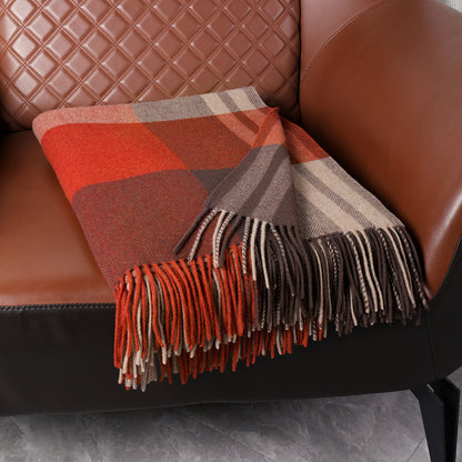 Pure Wool  Throw Blanket For Sofa,Bed&Car, Large 55x83 inches, Classic Design With Storage bag