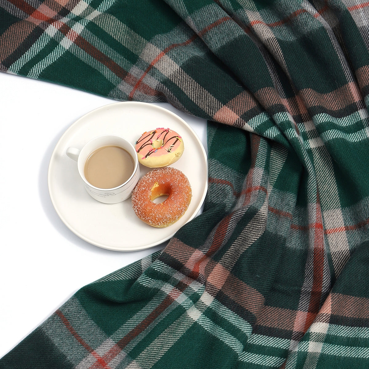 Pure Wool  Throw Blanket For Sofa,Bed&Car, Large 55x83 inches, Classic Design With Storage bag