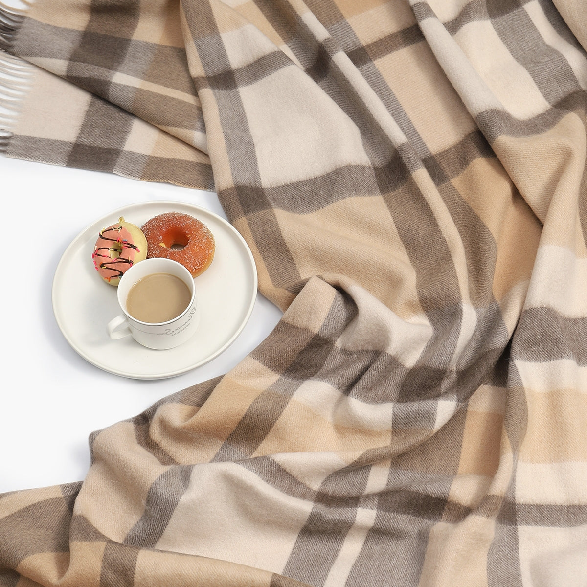 Pure Wool  Throw Blanket For Sofa,Bed&Car, Large 55x83 inches, Classic Design With Storage bag