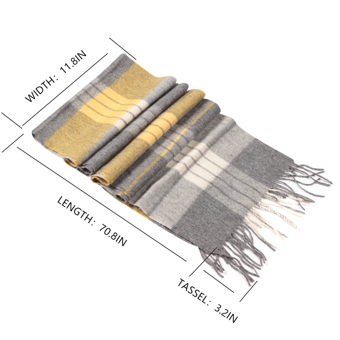 Temminc #1216106 Women Wool Plaid Winter Fashion Scarf ,70.9x11.8in