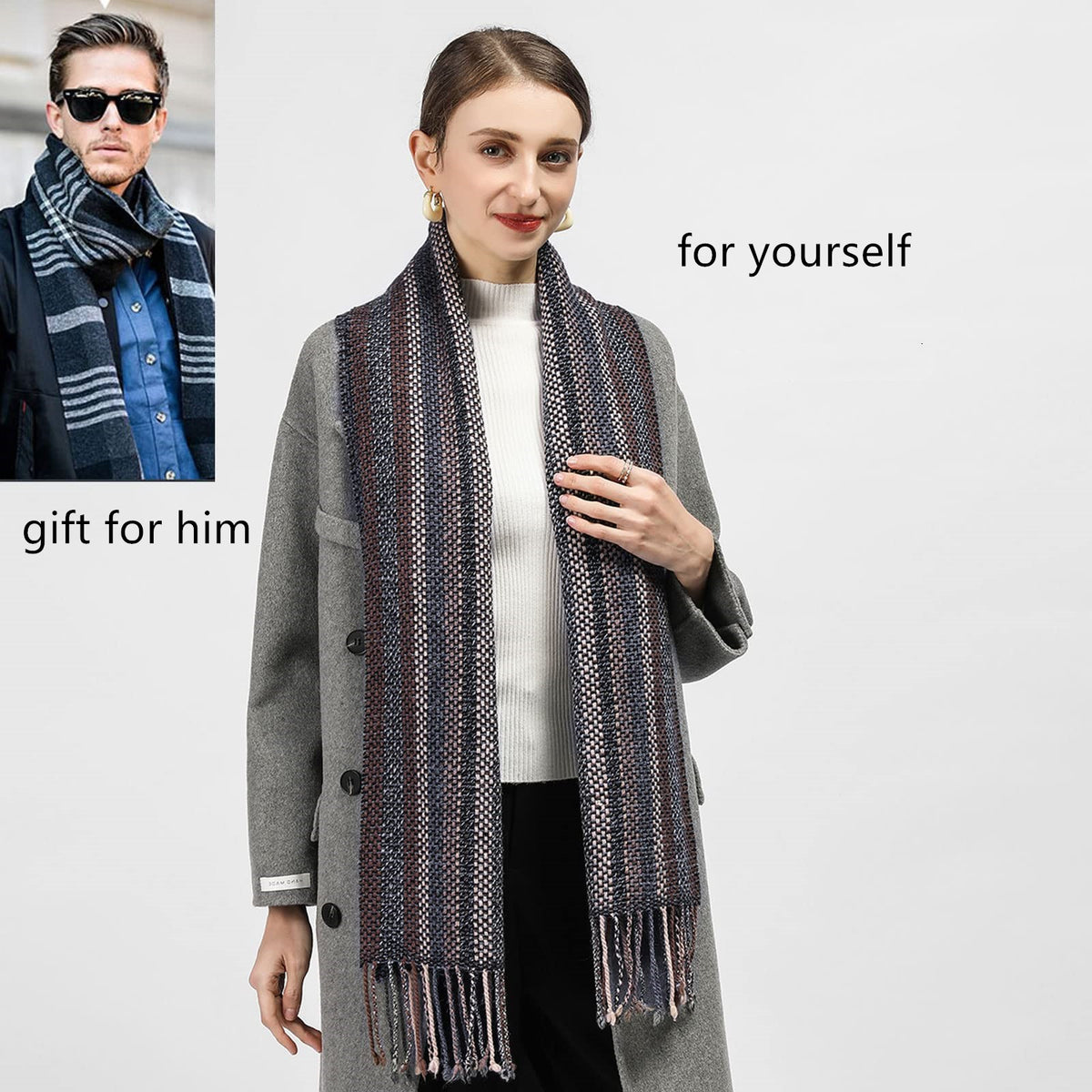 Lightweight Printed Wool Scarf for Women – 2-Style Collection