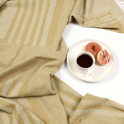 4666-08   Large Jacquard Wool Blanket For Sofa,Bed&Car, Large 55x83 inches, 1.5 lbs,Classic Design With Storage bag